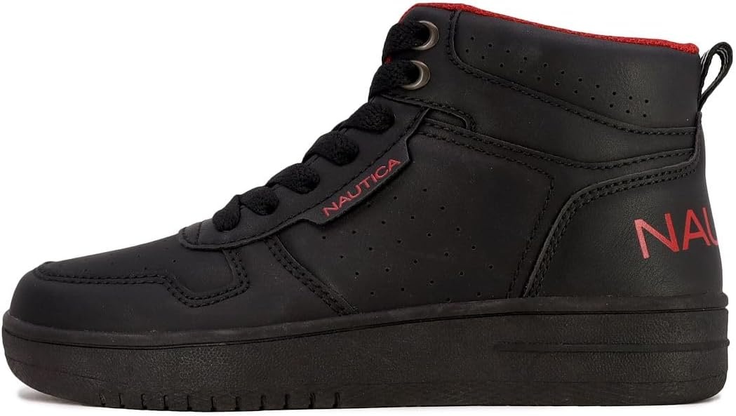 image:imageNAUTICA Kids Boys and Girls High Top Shoe Casual Fashion Basketball Boot Sneakers Big KidLittle Kid Sizes HorizonBlack Mono