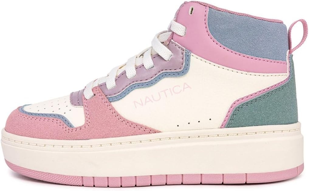 image:imageNAUTICA Kids Boys and Girls High Top Shoe Casual Fashion Basketball Boot Sneakers Big KidLittle Kid Sizes HorizonPink Pastel Platform