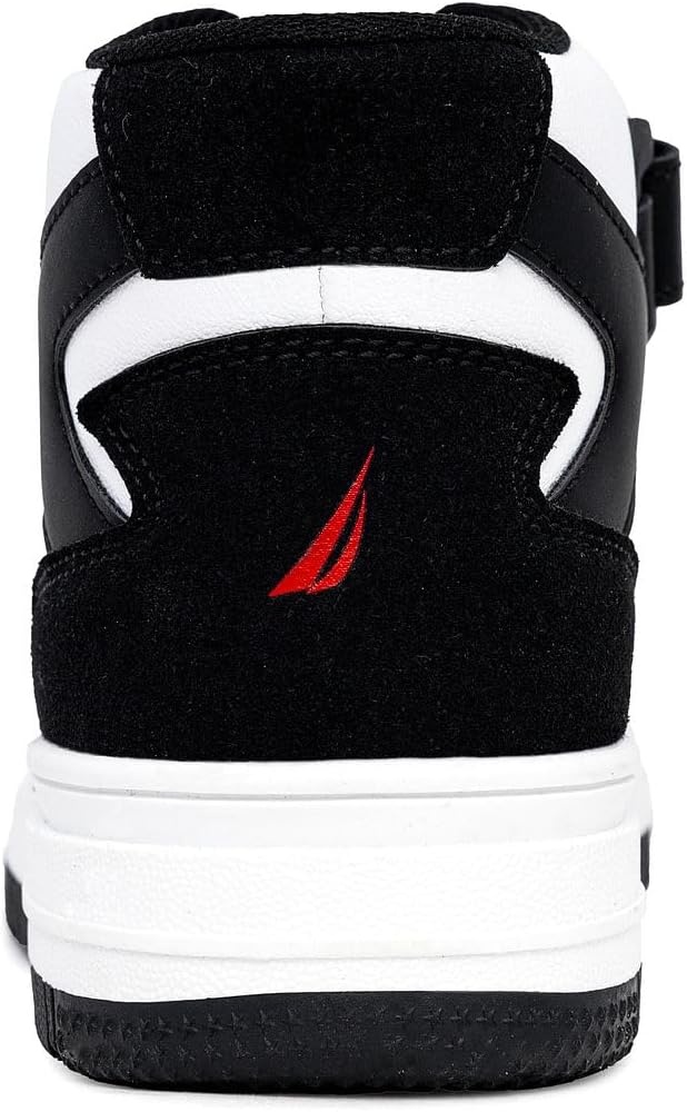 image:imageNAUTICA Kids Boys and Girls High Top Shoe Casual Fashion Basketball Boot Sneakers Big KidLittle Kid Sizes HorizonWhite Black Red