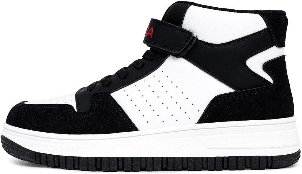 image:imageNAUTICA Kids Boys and Girls High Top Shoe Casual Fashion Basketball Boot Sneakers Big KidLittle Kid Sizes HorizonWhite Black Red