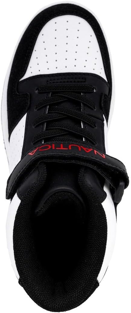 image:imageNAUTICA Kids Boys and Girls High Top Shoe Casual Fashion Basketball Boot Sneakers Big KidLittle Kid Sizes HorizonWhite Black Red