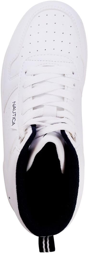 image:imageNAUTICA Kids Boys and Girls High Top Shoe Casual Fashion Basketball Boot Sneakers Big KidLittle Kid Sizes HorizonWhite Mono
