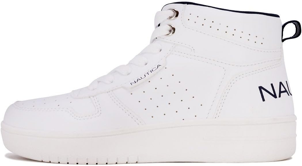 image:imageNAUTICA Kids Boys and Girls High Top Shoe Casual Fashion Basketball Boot Sneakers Big KidLittle Kid Sizes HorizonWhite Mono