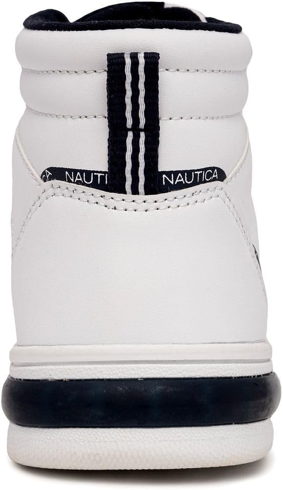 image:imageNAUTICA Kids Boys and Girls High Top Shoe Casual Fashion Basketball Boot Sneakers Big KidLittle Kid Sizes HorizonZiglerwhite Smooth