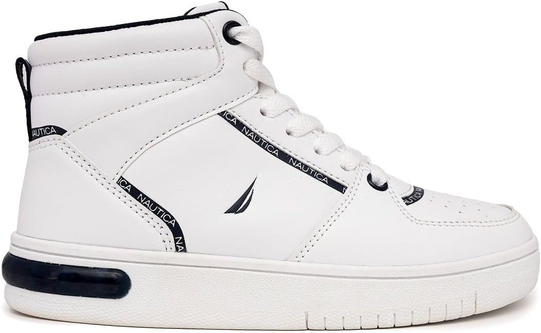 image:imageNAUTICA Kids Boys and Girls High Top Shoe Casual Fashion Basketball Boot Sneakers Big KidLittle Kid Sizes HorizonZiglerwhite Smooth