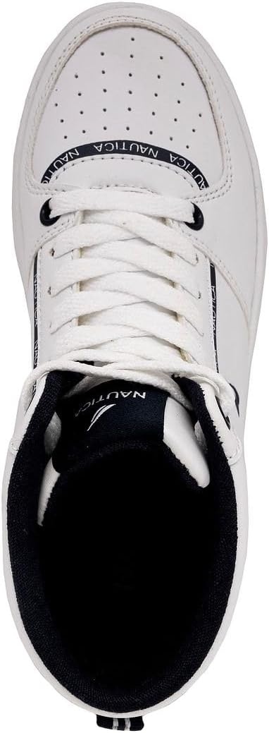 image:imageNAUTICA Kids Boys and Girls High Top Shoe Casual Fashion Basketball Boot Sneakers Big KidLittle Kid Sizes HorizonZiglerwhite Smooth