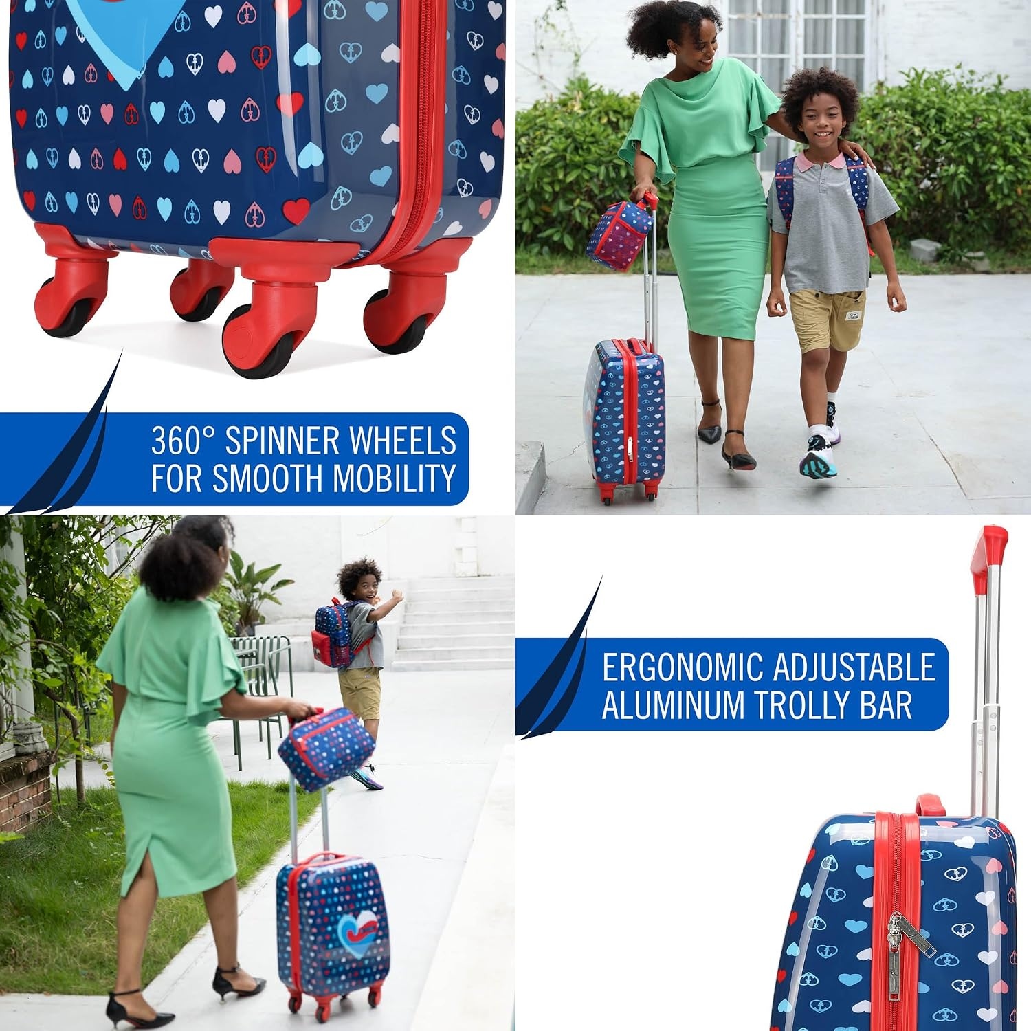 image:imageNAUTICA Kids Luggage 18 Airline Approved Rolling Hardside Upright Carryon Suitcase with Wheels Pirate AhoyNautica Peace 5pc School Set