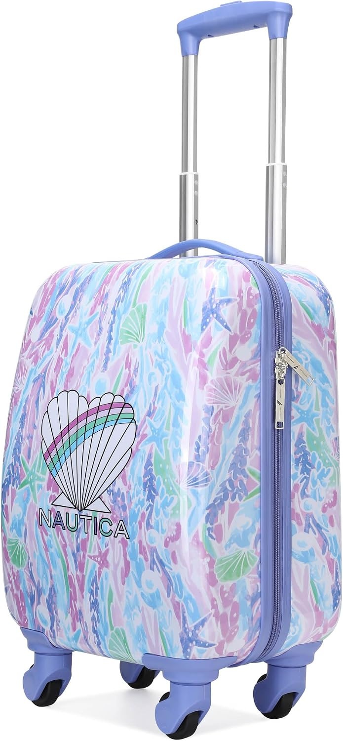 image:imageNAUTICA Kids Luggage 18 Airline Approved Rolling Hardside Upright Carryon Suitcase with Wheels Pirate AhoyPastel Shell
