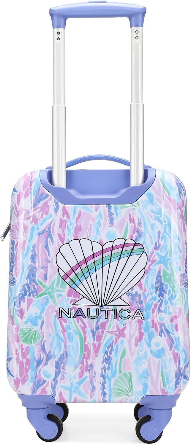 image:imageNAUTICA Kids Luggage 18 Airline Approved Rolling Hardside Upright Carryon Suitcase with Wheels Pirate AhoyPastel Shell