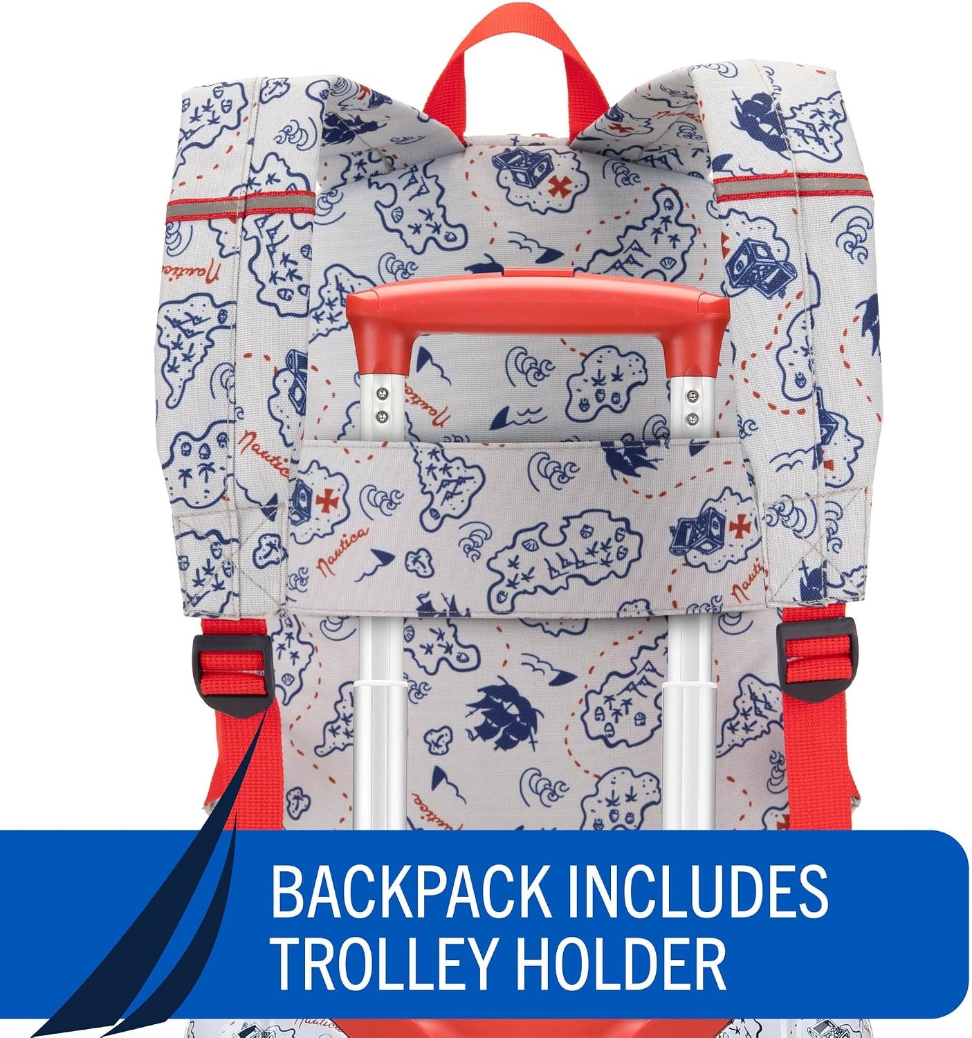 image:imageNAUTICA Kids Luggage 18 Airline Approved Rolling Hardside Upright Carryon Suitcase with Wheels Pirate AhoyPirate Ahoy 5pc School Set