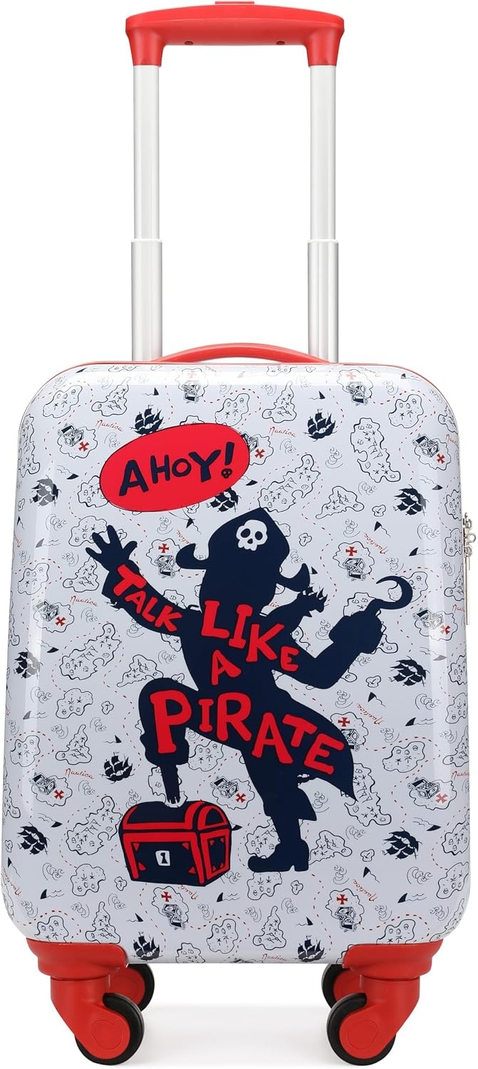 image:imageNAUTICA Kids Luggage 18 Airline Approved Rolling Hardside Upright Carryon Suitcase with Wheels Pirate AhoyPirate Ahoy