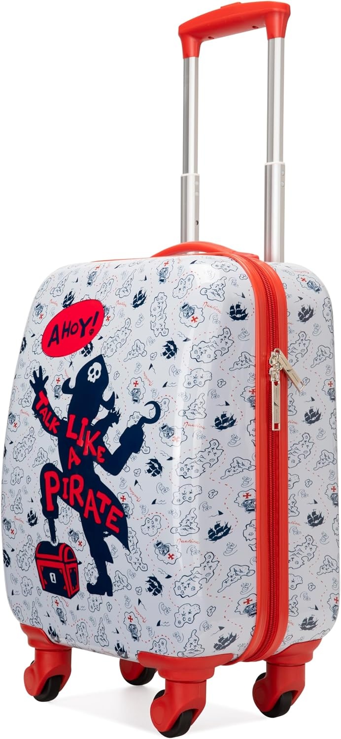 image:imageNAUTICA Kids Luggage 18 Airline Approved Rolling Hardside Upright Carryon Suitcase with Wheels Pirate AhoyPirate Ahoy