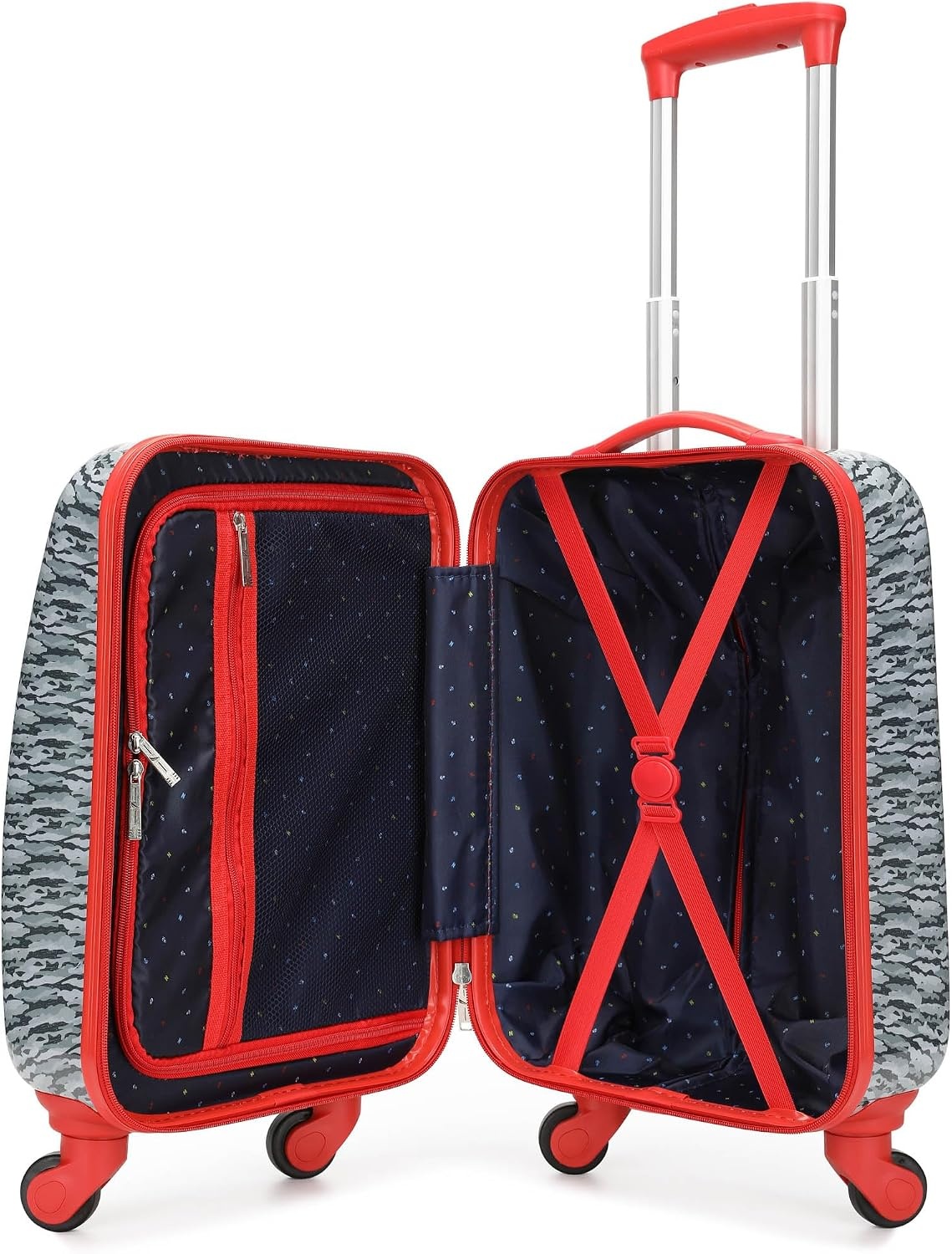 image:imageNAUTICA Kids Luggage 18 Airline Approved Rolling Hardside Upright Carryon Suitcase with Wheels Pirate AhoyShark Attack