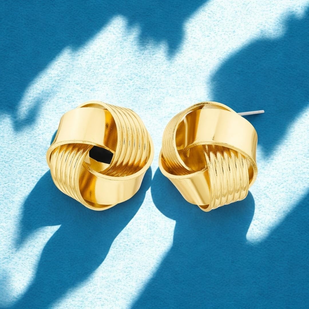 image:imageNautica 175 mm Love Knot Stud Earrings for Women 14K Yellow Gold Plated Alloy