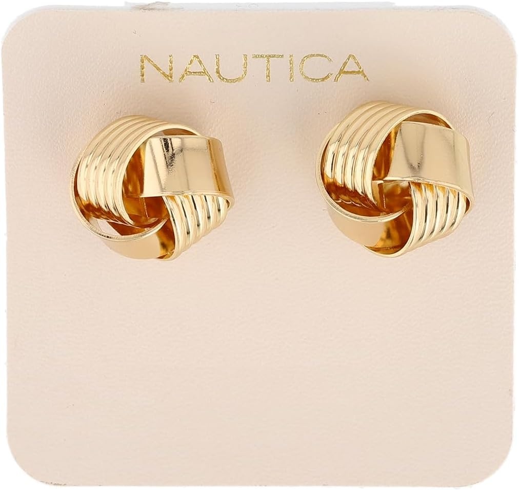 image:imageNautica 175 mm Love Knot Stud Earrings for Women 14K Yellow Gold Plated Alloy