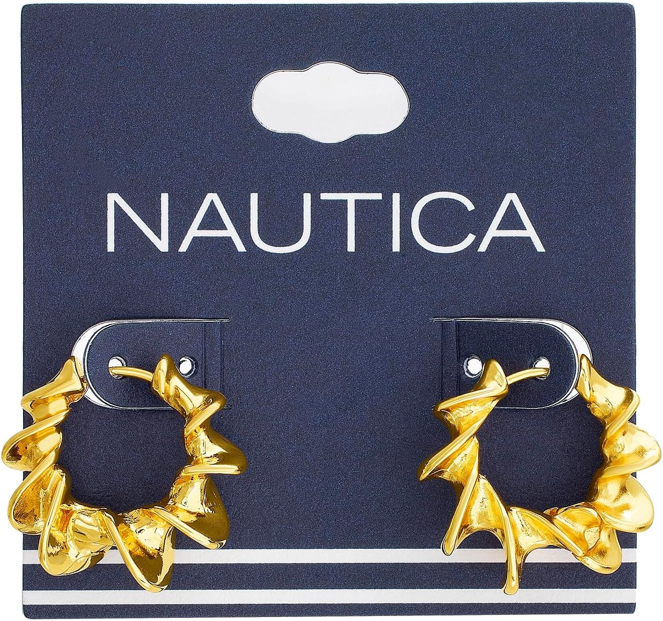 image:imageNautica 24 mm Twisted Hoop Earrings for Women 14K Yellow Gold Plated Alloy