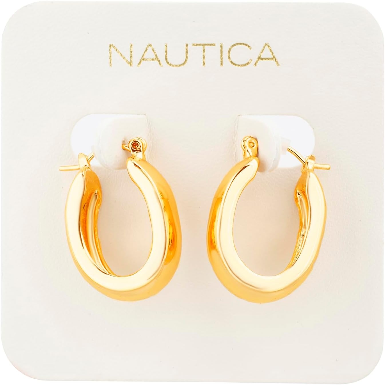 image:imageNautica 25 mm Chunky Hoop Earrings for Women 14K Yellow Gold Plated Alloy