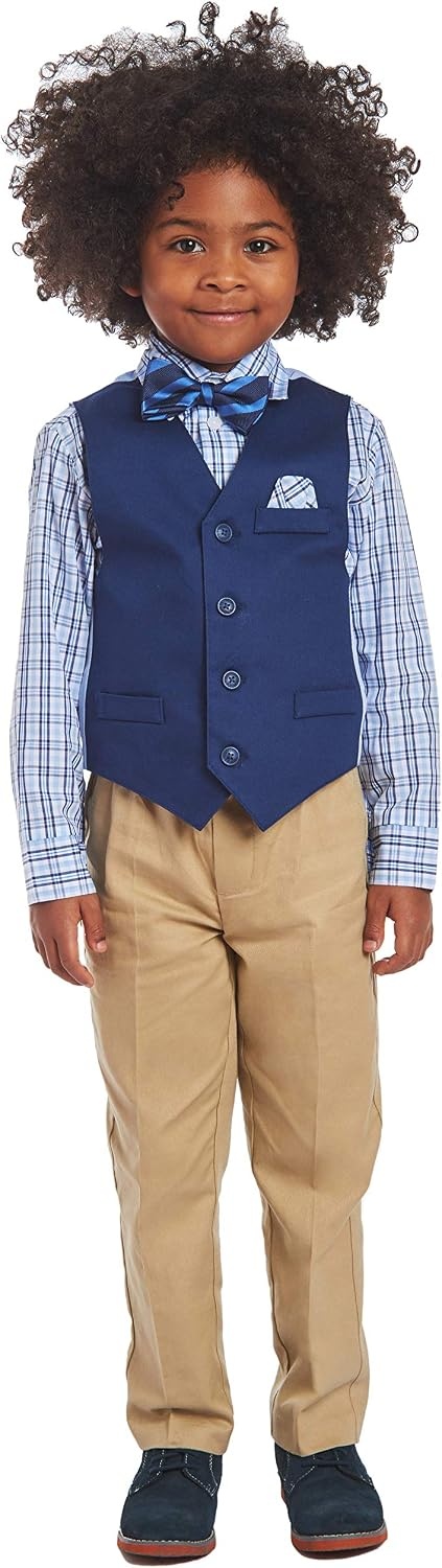 image:imageNautica Baby Boys 4piece Suit Set with Dress Shirt Vest Pants and TieFlag Blue