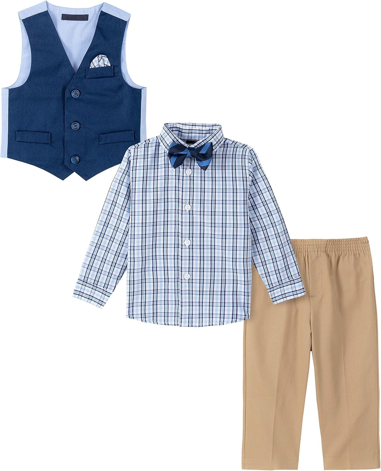 image:imageNautica Baby Boys 4piece Suit Set with Dress Shirt Vest Pants and TieFlag Blue