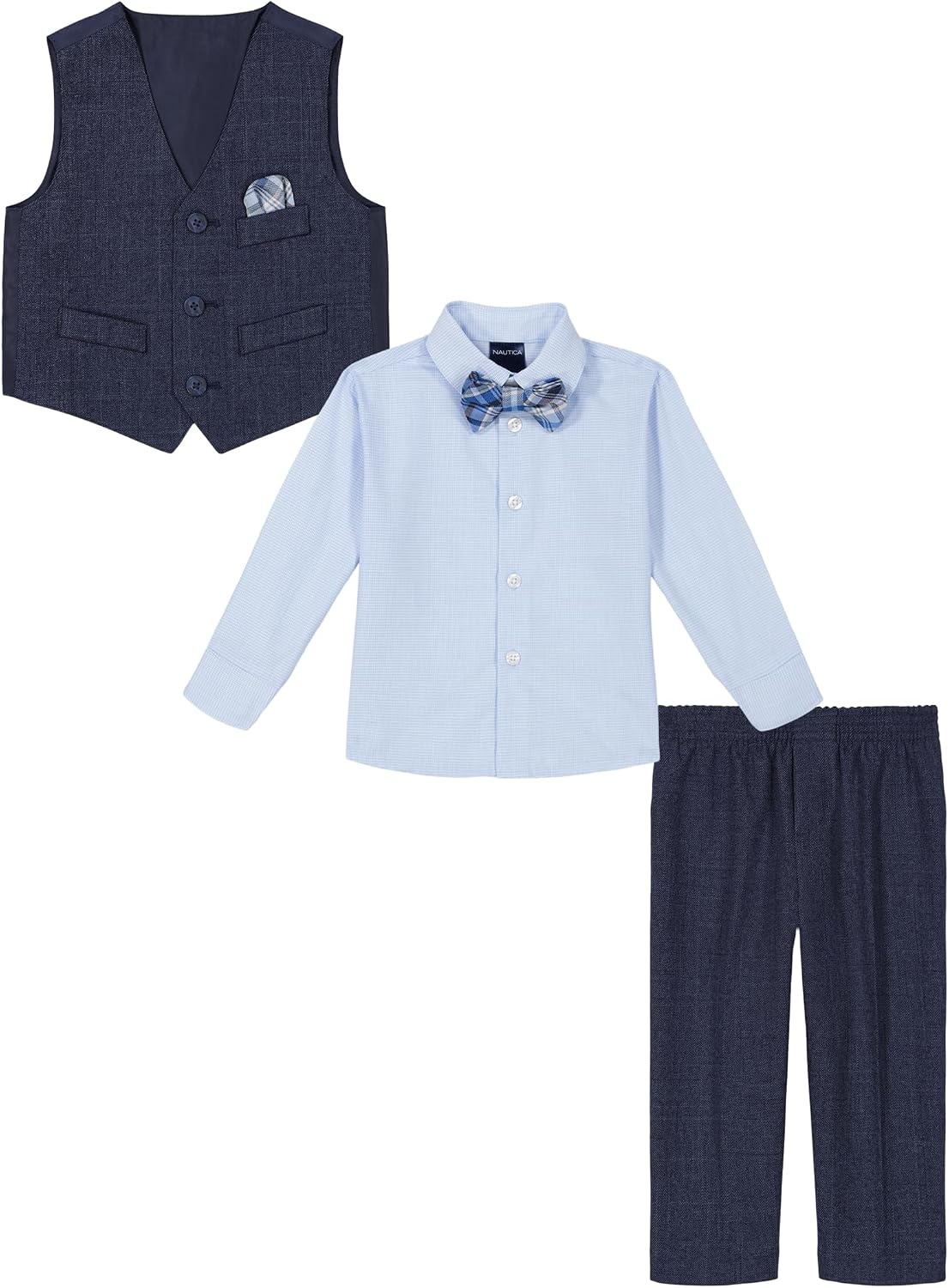 image:imageNautica Baby Boys 4piece Suit Set with Dress Shirt Vest Pants and TieTanzanite