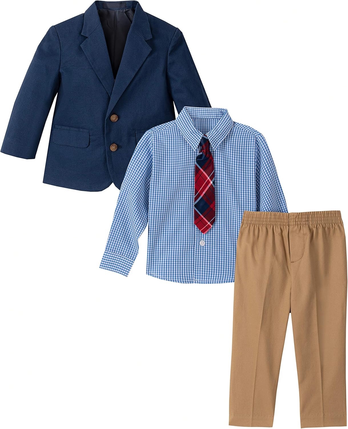 image:imageNautica BabyBoys 4Piece Suit Set with Dress Shirt Jacket Pants and TieNavyKhaki
