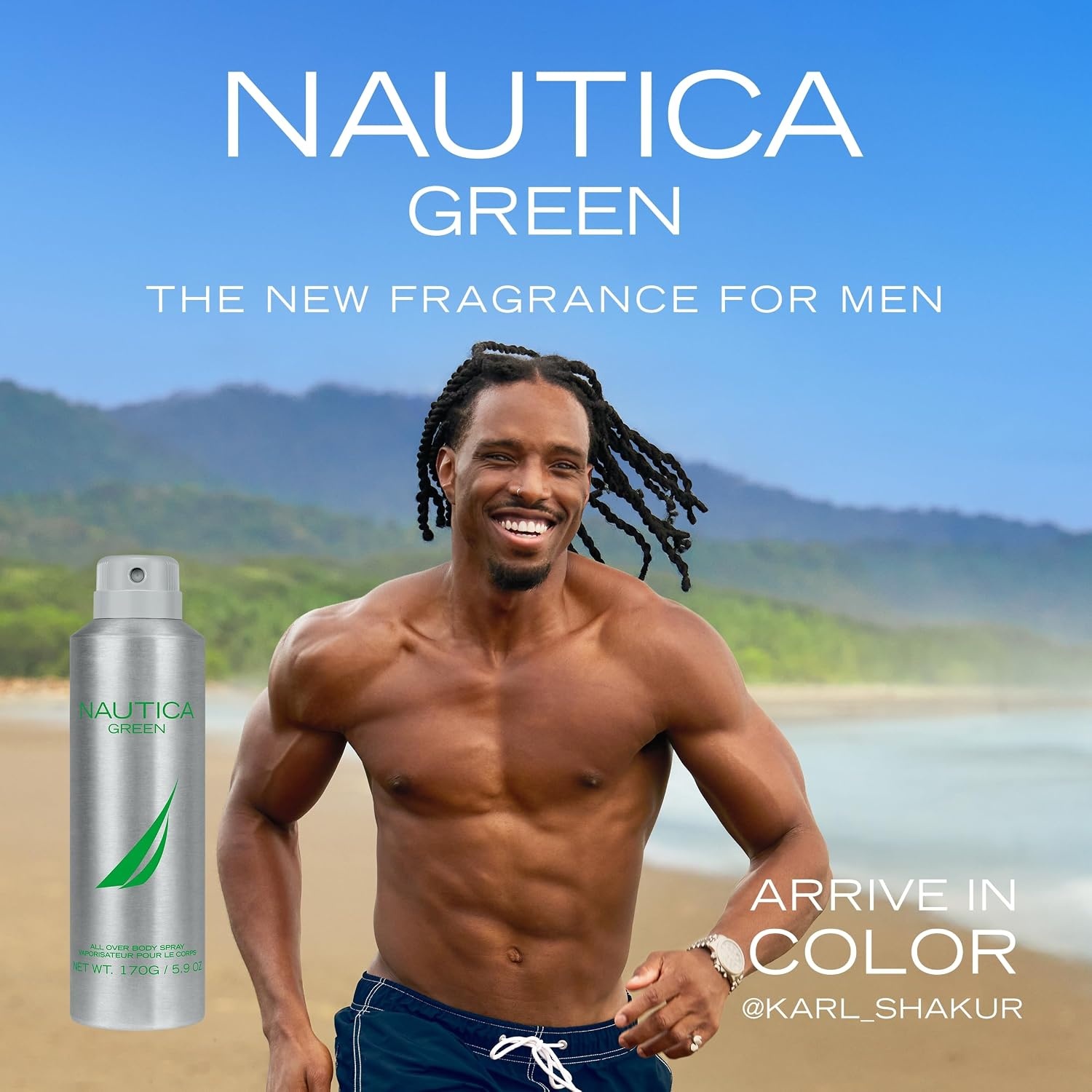 image:imageNautica Blue Deo Body Spray 6 fl oz Pack of 1 Notes of Basil Jasmine and Cedarwood Mens Fragrance Long Lasting Everyday FragranceGreen Deodorant