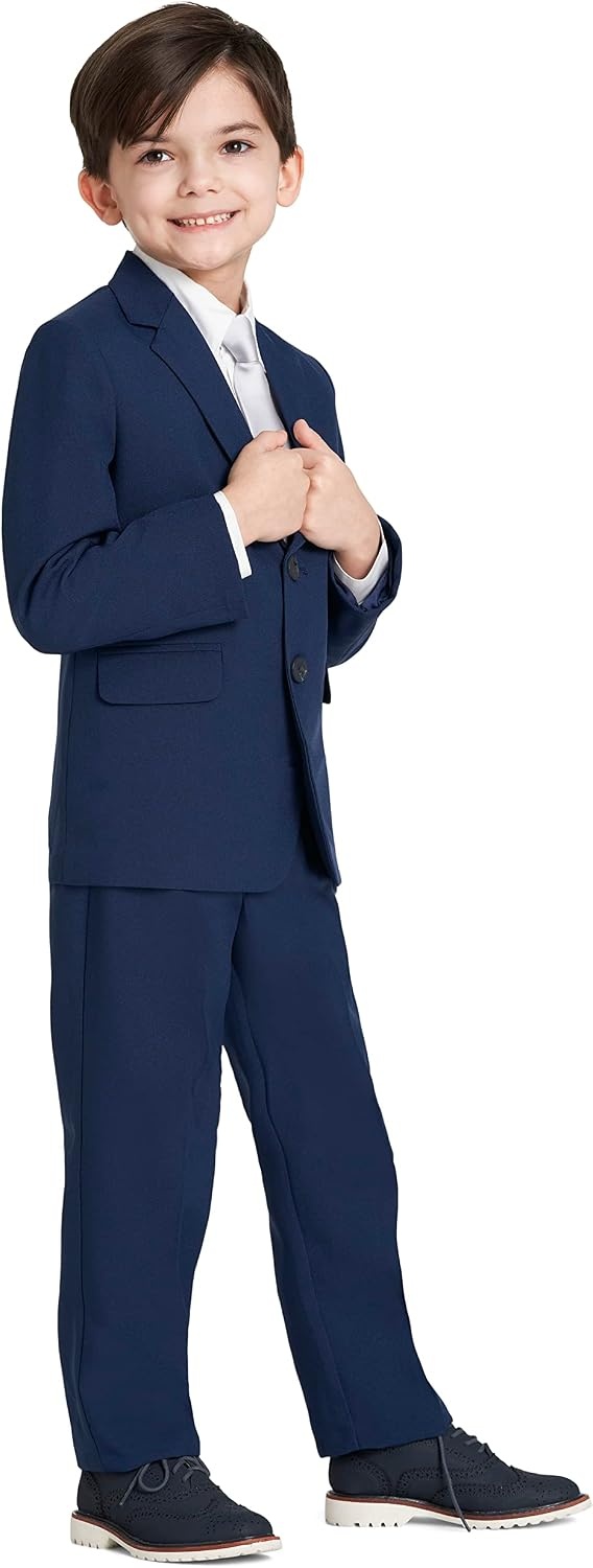 image:imageNautica Boys 4Piece Tuxedo Suit Set with Jacket Pants Dress Shirt amp Bow Tie for Weddings amp Special OccasionsBright Blue