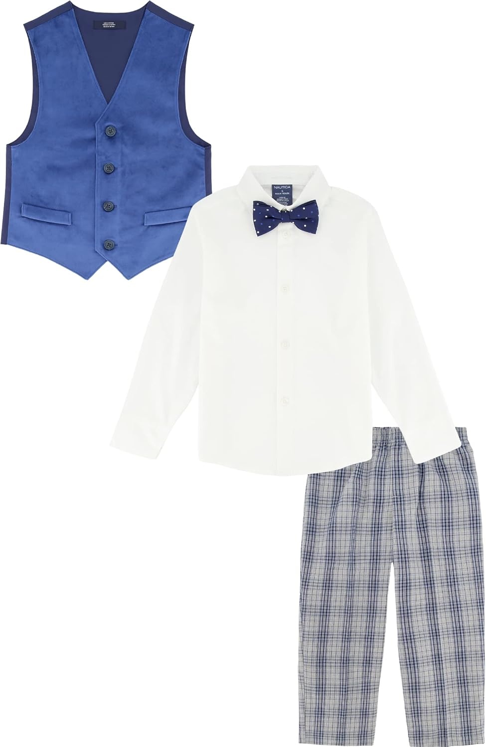 image:imageNautica Boys 4piece Formal Suit Set with Vest Pants Collared Dress Shirt and TieBlue Velvet