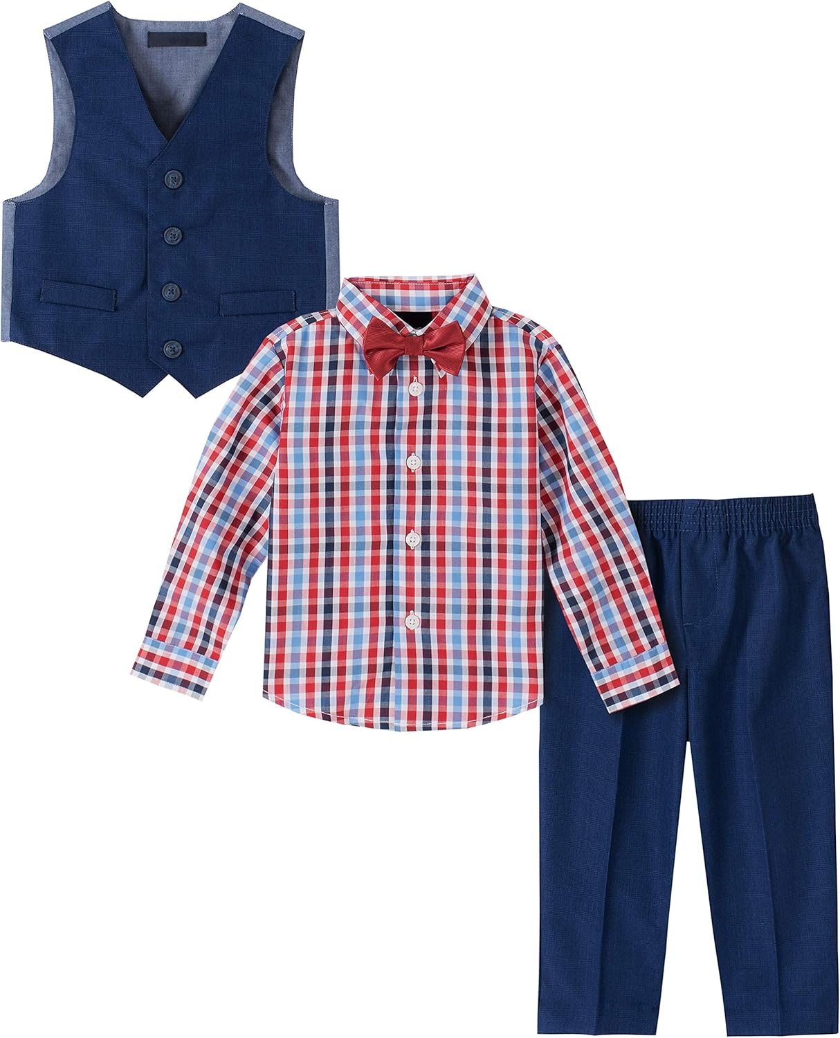 image:imageNautica Boys 4piece Formal Suit Set with Vest Pants Collared Dress Shirt and TieBright Blue