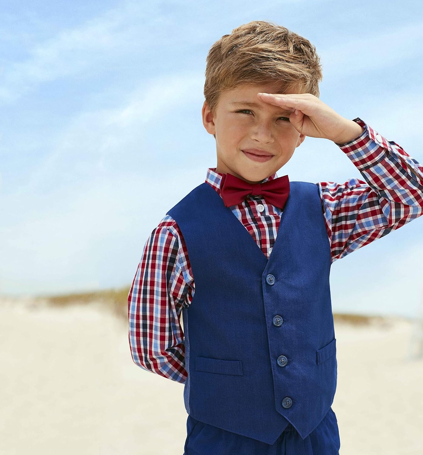 image:imageNautica Boys 4piece Formal Suit Set with Vest Pants Collared Dress Shirt and TieBright Blue