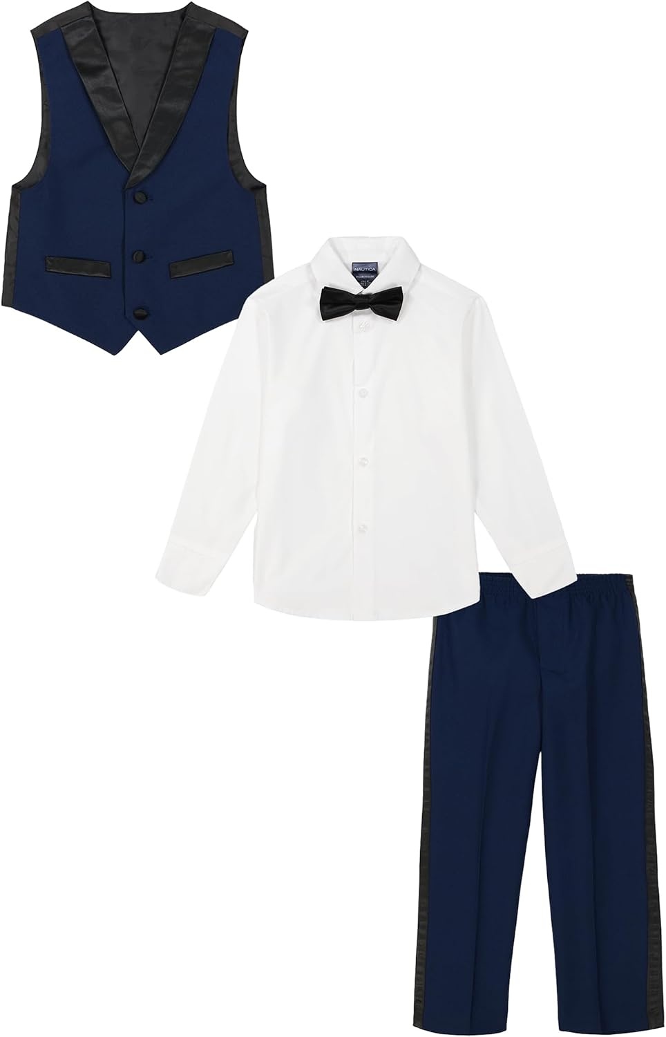 image:imageNautica Boys 4piece Formal Suit Set with Vest Pants Collared Dress Shirt and TieBright Blue Tuxedo