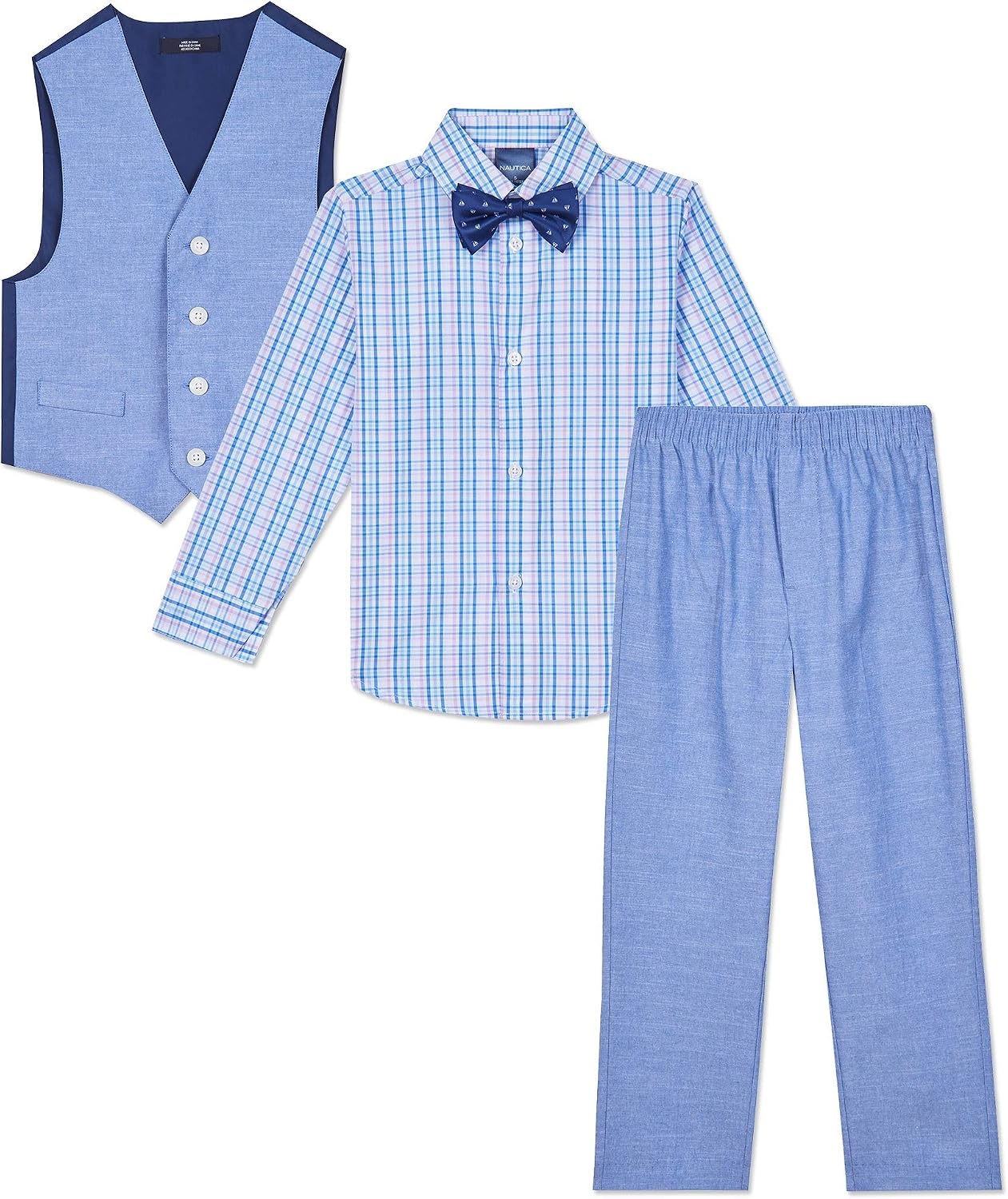 image:imageNautica Boys 4piece Formal Suit Set with Vest Pants Collared Dress Shirt and TieLavendula