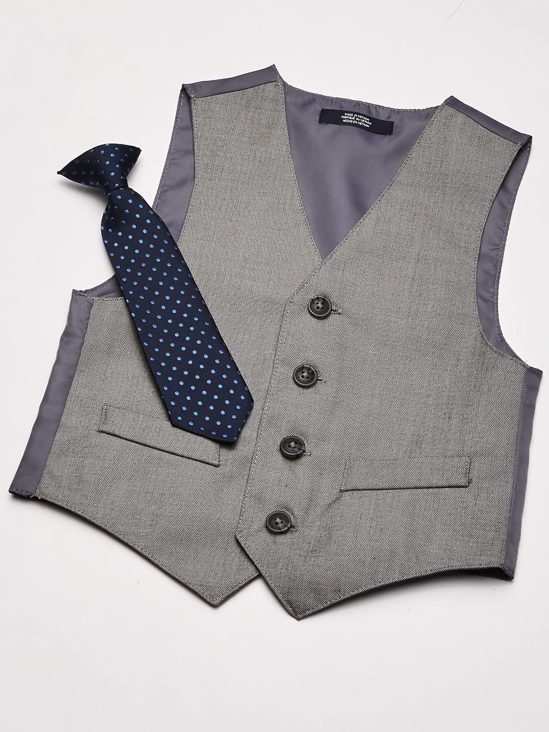 image:imageNautica Boys 4piece Formal Suit Set with Vest Pants Collared Dress Shirt and TieLight Grey