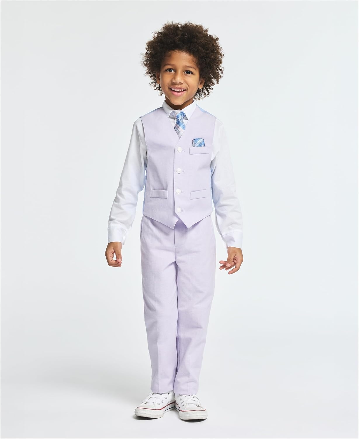 image:imageNautica Boys 4piece Formal Suit Set with Vest Pants Collared Dress Shirt and TiePastel Lilac