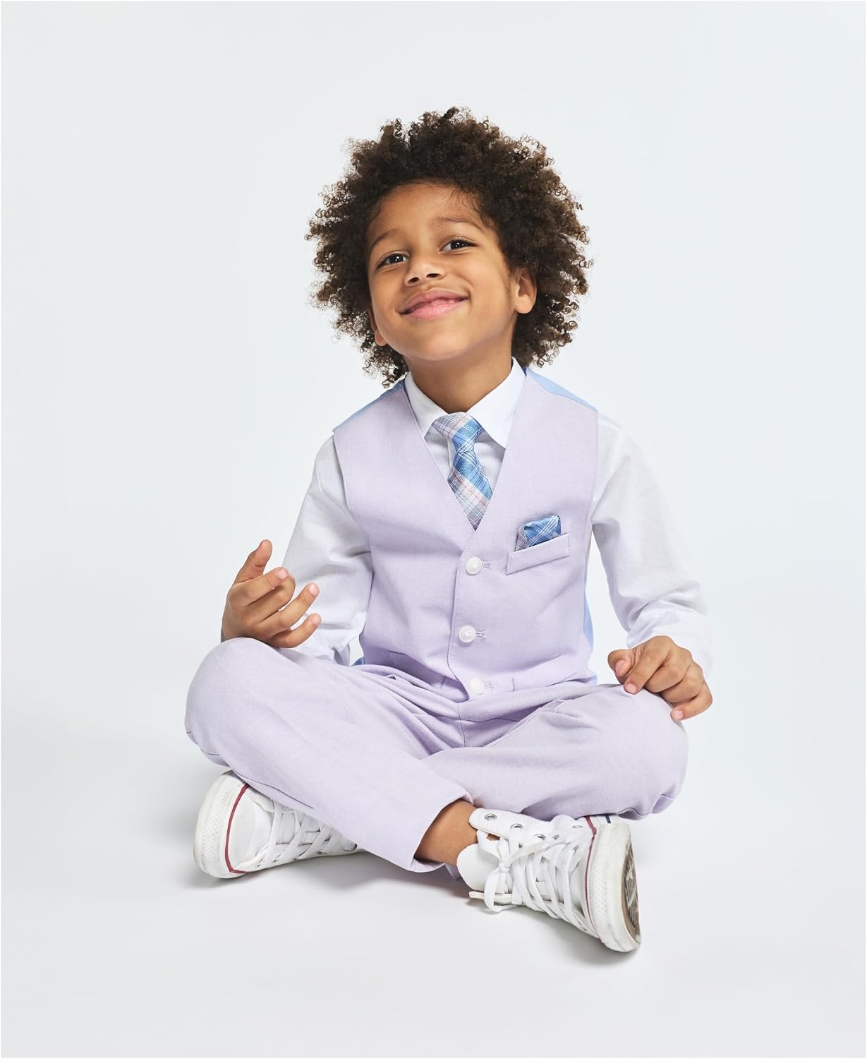image:imageNautica Boys 4piece Formal Suit Set with Vest Pants Collared Dress Shirt and TiePastel Lilac