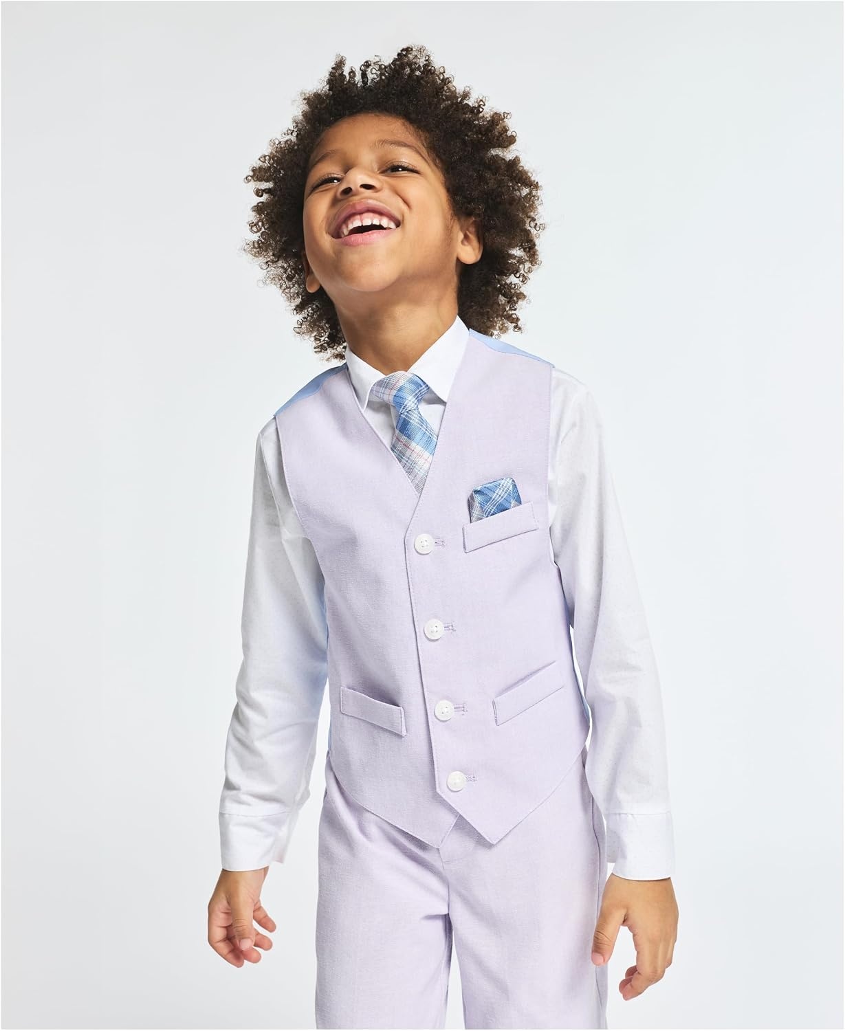 image:imageNautica Boys 4piece Formal Suit Set with Vest Pants Collared Dress Shirt and TiePastel Lilac