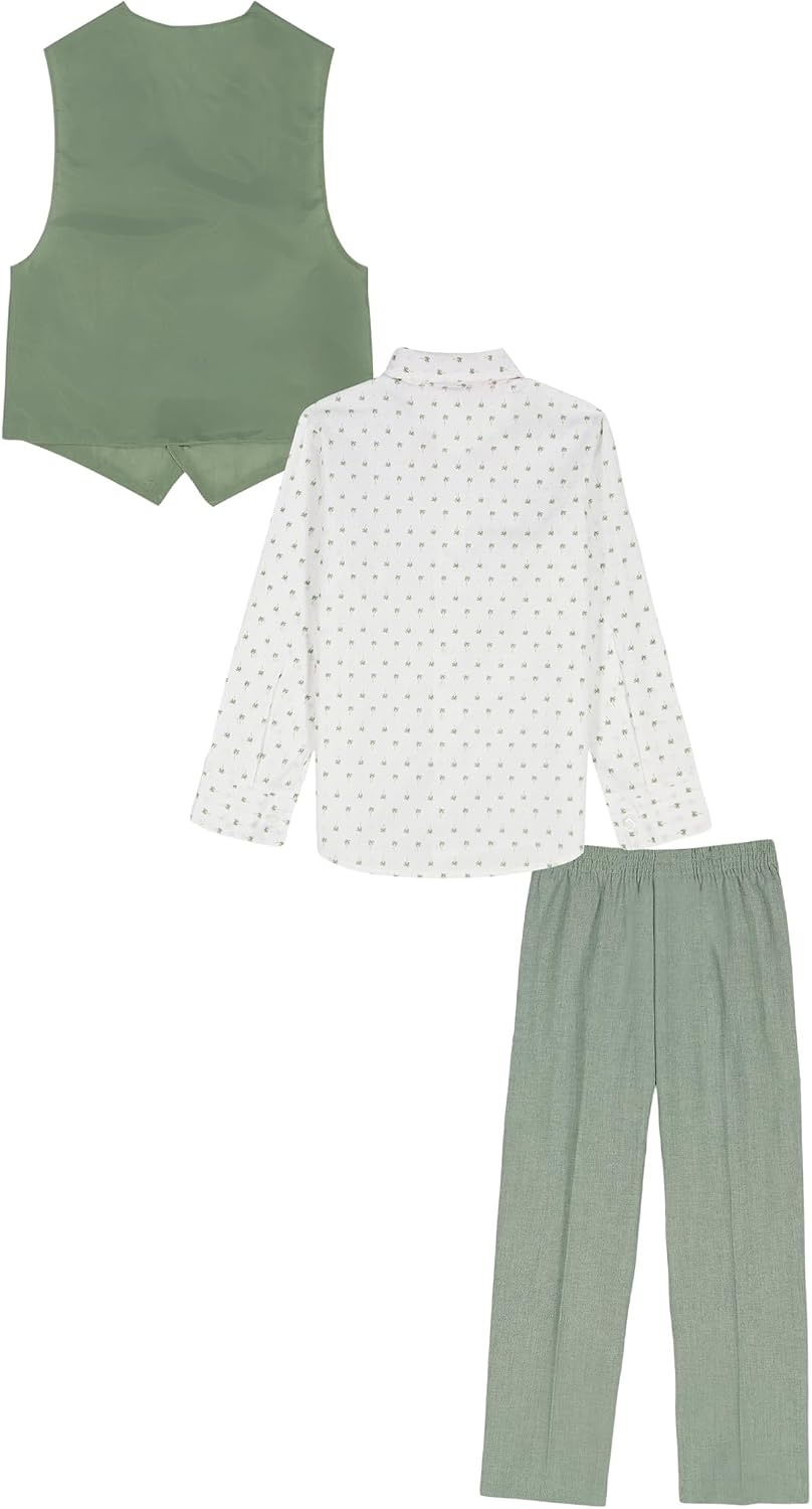 image:imageNautica Boys 4piece Formal Suit Set with Vest Pants Collared Dress Shirt and TieSage
