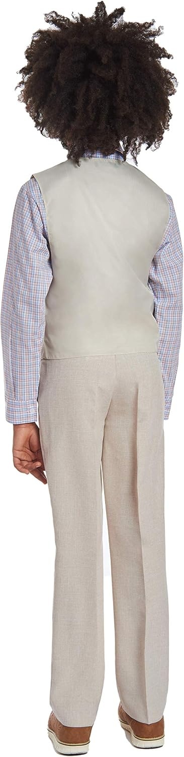 image:imageNautica Boys 4piece Formal Suit Set with Vest Pants Collared Dress Shirt and TieSilver Birch