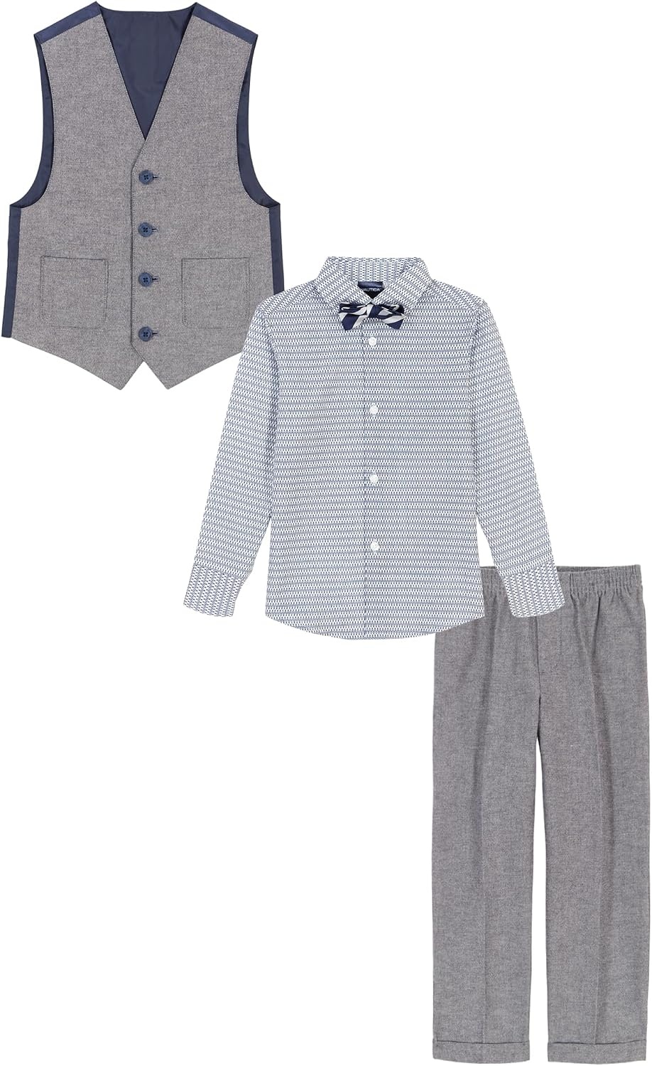 image:imageNautica Boys 4piece Formal Suit Set with Vest Pants Collared Dress Shirt and TieTanzanite