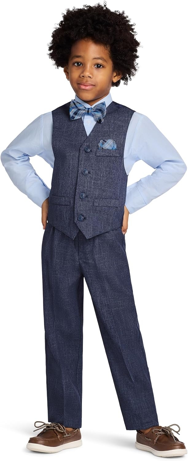 image:imageNautica Boys 4piece Formal Suit Set with Vest Pants Collared Dress Shirt and TieTanzanite Blue