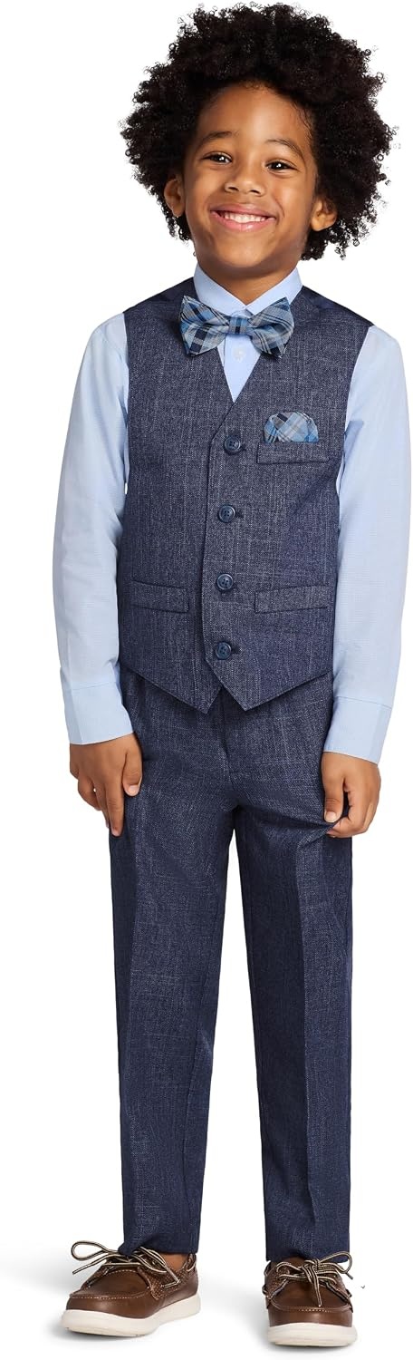 image:imageNautica Boys 4piece Formal Suit Set with Vest Pants Collared Dress Shirt and TieTanzanite Blue