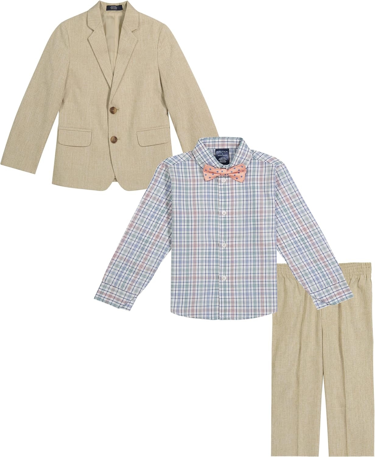 image:imageNautica Boys 4piece Suit Set with Dress Shirt Tie Jacket and PantsKhaki