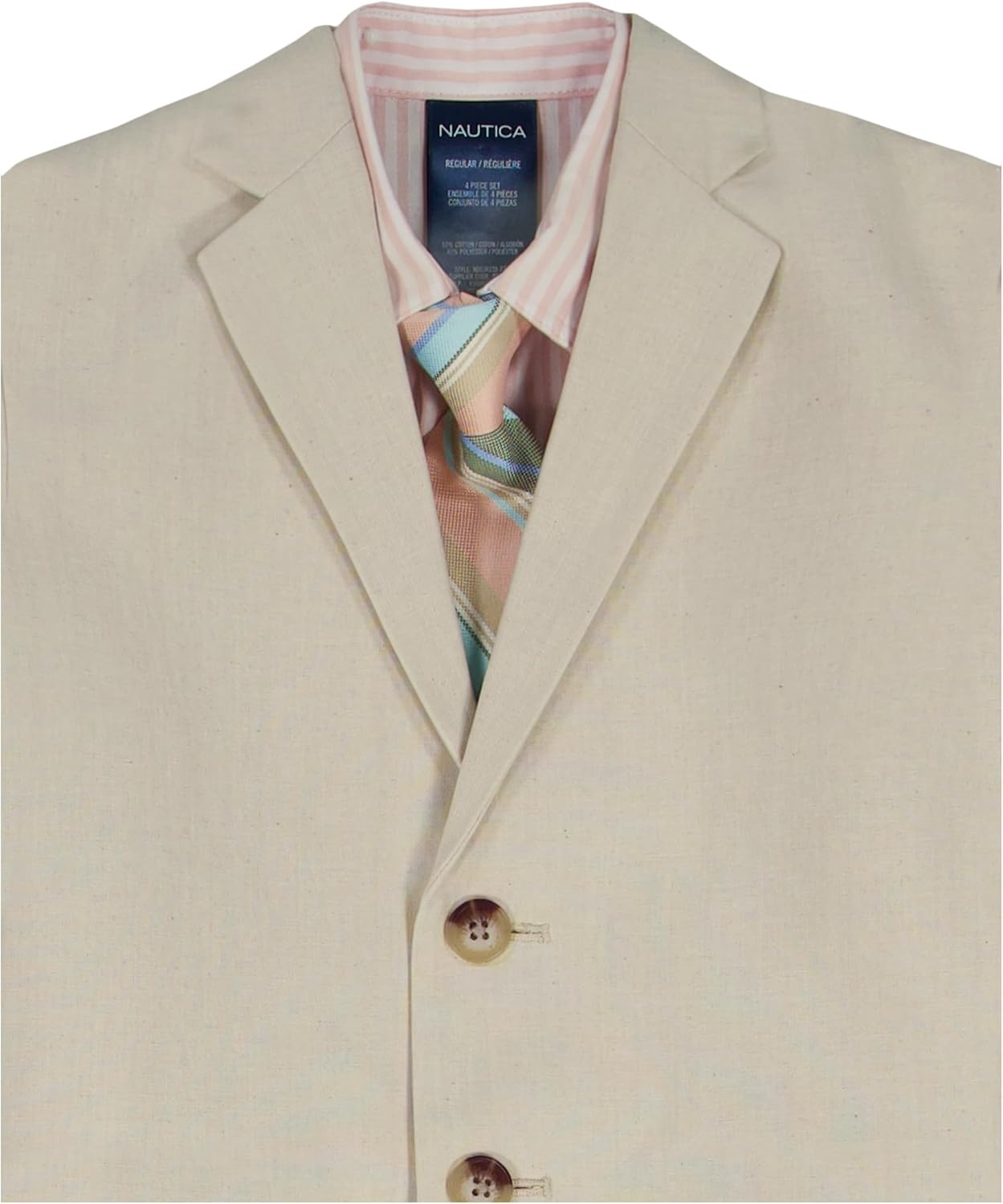 image:imageNautica Boys 4piece Suit Set with Dress Shirt Tie Jacket and PantsKhaki Linen
