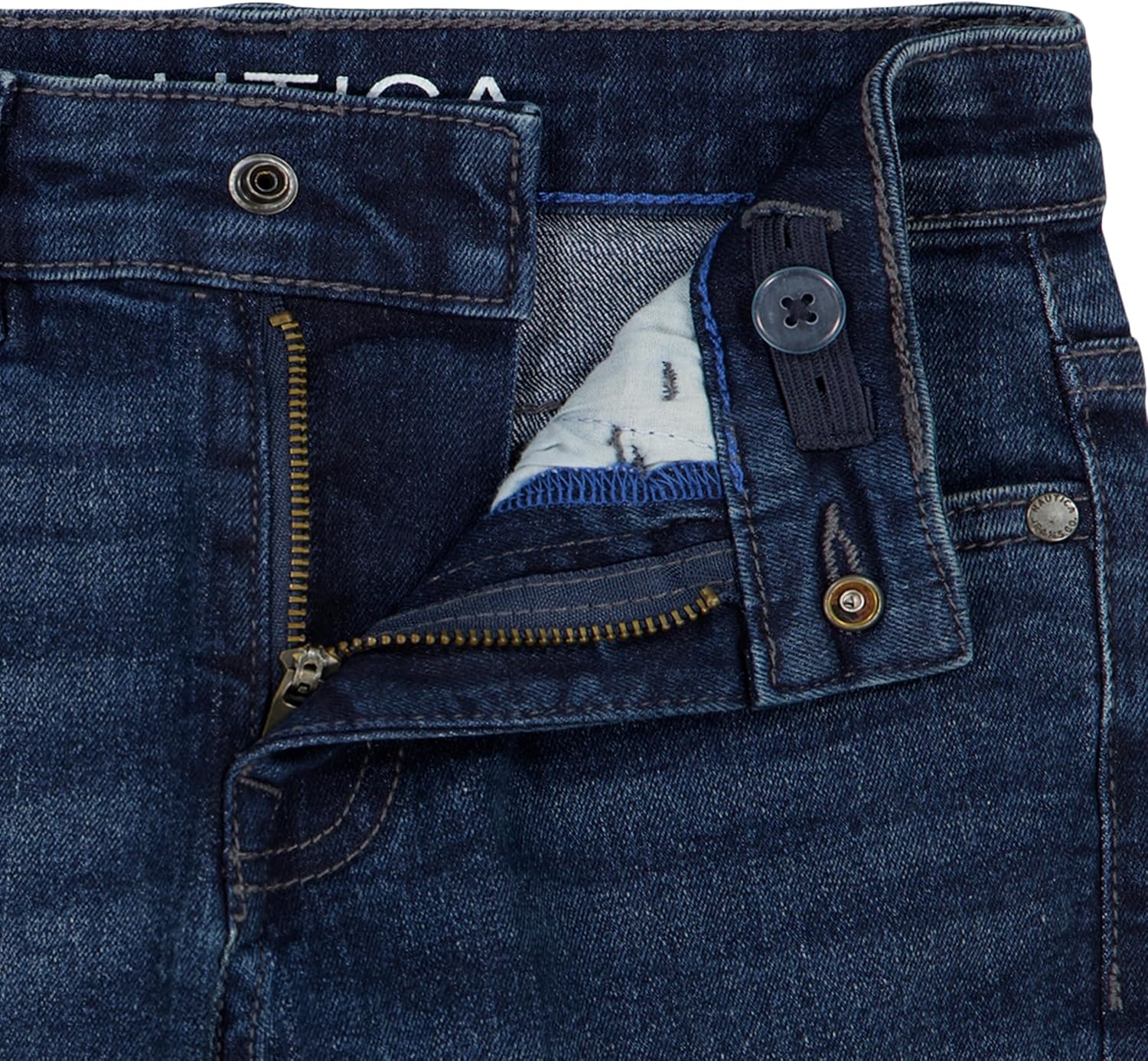 image:imageNautica Boys Classic Fit Straight Leg Denim Jeans 5Pocket Style Zipper Fly amp Button ClosureMarine Blue