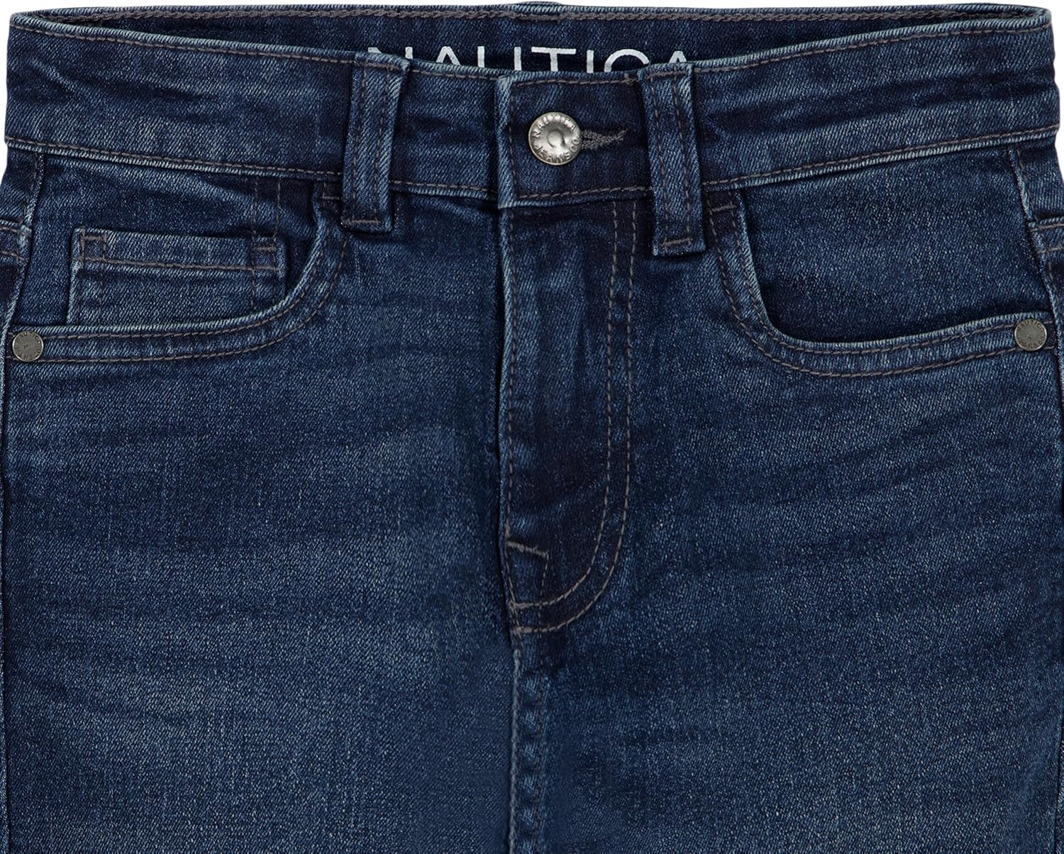 image:imageNautica Boys Classic Fit Straight Leg Denim Jeans 5Pocket Style Zipper Fly amp Button ClosureMarine Blue