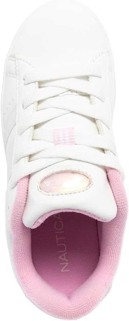 image:imageNautica Boys Girls Casual Fashion Shoes Comfortable Soccer Classic Walking Tennis Sneakers for Kids Breathable Lightweight amp Flexible Lace UpBungeeWhite Pink Pearl