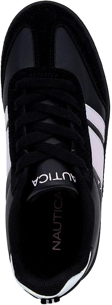 image:imageNautica Boys Girls Casual Fashion Shoes Comfortable Soccer Classic Walking Tennis Sneakers for Kids Breathable Lightweight amp Flexible Lace UpBungeeBlack Iridescent Black