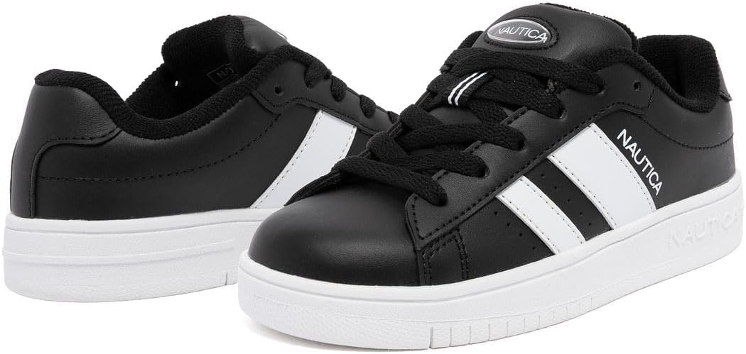 image:imageNautica Boys Girls Casual Fashion Shoes Comfortable Soccer Classic Walking Tennis Sneakers for Kids Breathable Lightweight amp Flexible Lace UpBungeeBlack Whitescottford