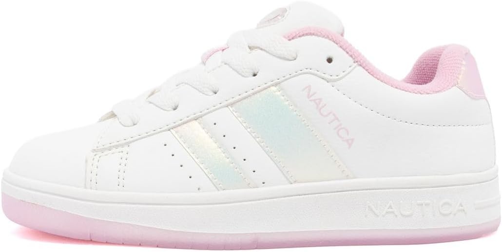 image:imageNautica Boys Girls Casual Fashion Shoes Comfortable Soccer Classic Walking Tennis Sneakers for Kids Breathable Lightweight amp Flexible Lace UpBungeeWhite Pink Pearl