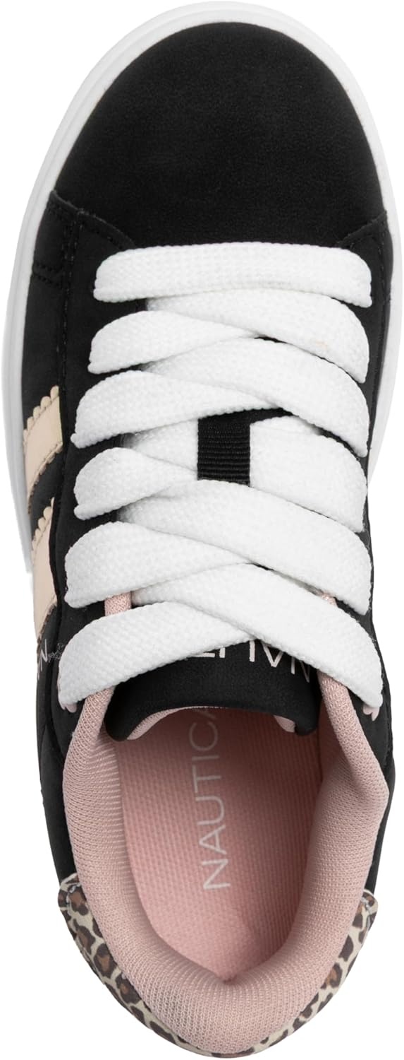 image:imageNautica Boys Girls Casual Fashion Shoes Comfortable Soccer Classic Walking Tennis Sneakers for Kids Breathable Lightweight amp Flexible Lace UpBungeeBlack Gold
